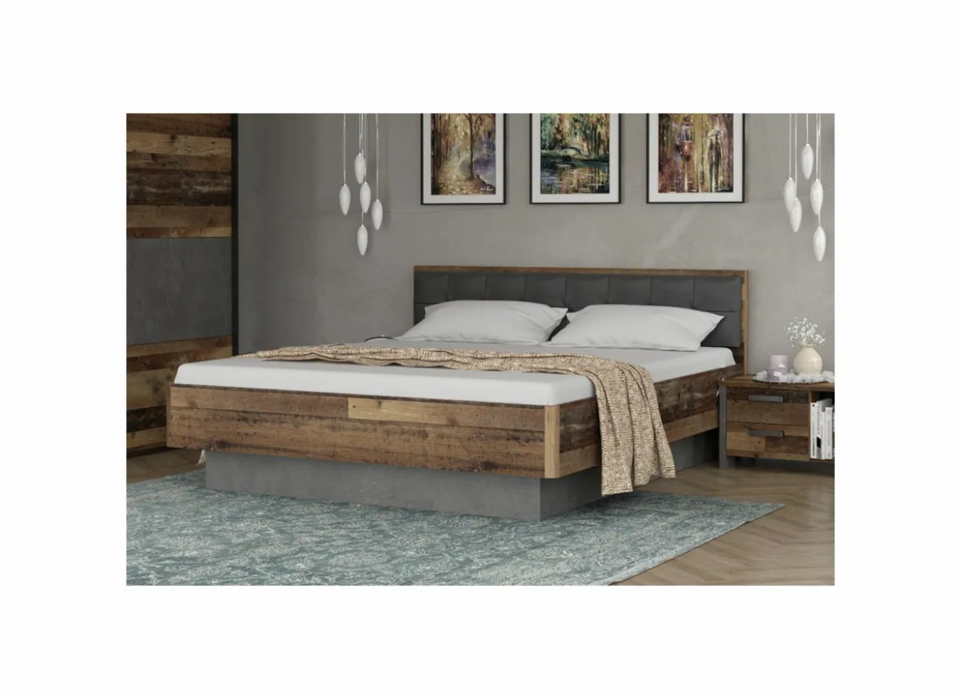 Bed Clif 160x200cm - decor - old wood & beton