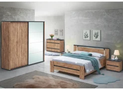 Bed Elsa 140x200cm - decor - industrial oak & black
