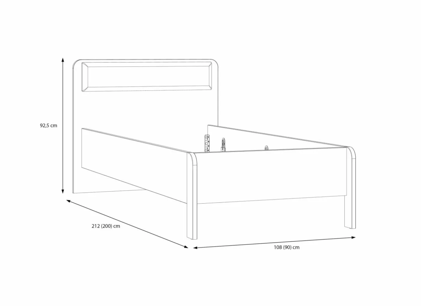 Bed Hoa 90x200cm - decor - mauvella eik & groen