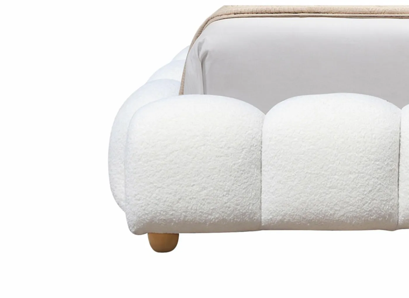 Bed Isola 160x200cm met opbergruimte - bouclé - wit