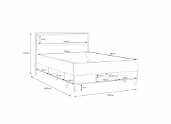 Bed Lya 120x200cm - decor - cabezone oak & mauvella oak met opbergruimte