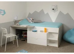 Bed Milky 90x200cm - decor - grijs & wit met opbergruimte