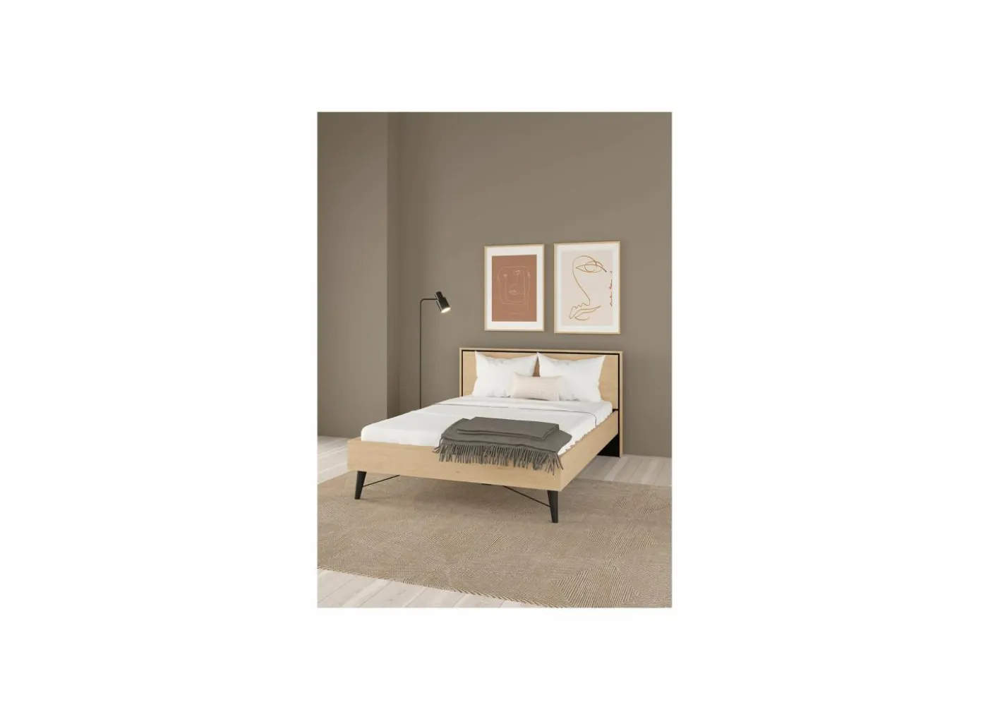 Bed Ry 160x200cm - decor - bruin & zwart