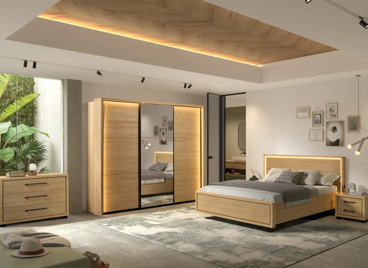 Bed Udine 180x200cm - decor - urban oak