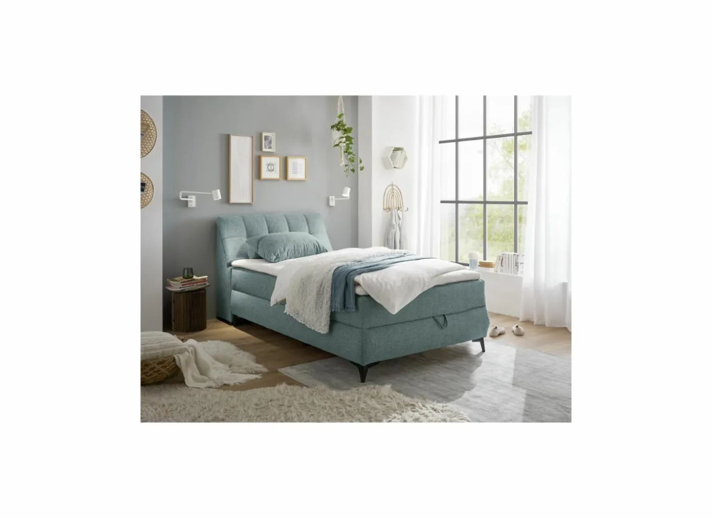 Bedbox Atlantis 120x200cm - stof - munt met opbergruimte