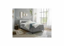 Bedbox Atlantis 120x200cm - stof - grijs met opbergruimte