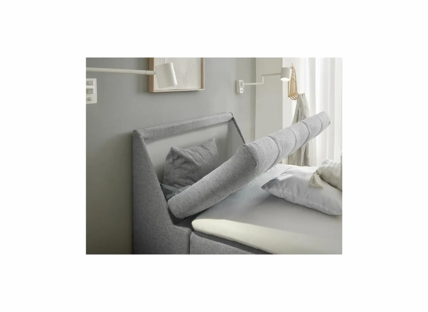 Bedbox Atlantis 120x200cm - stof - grijs met opbergruimte