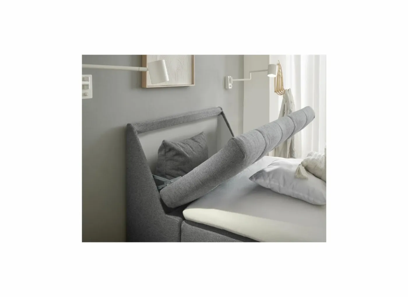 Bedbox Atlantis 120x200cm - stof - donkergrijs met opbergruimte