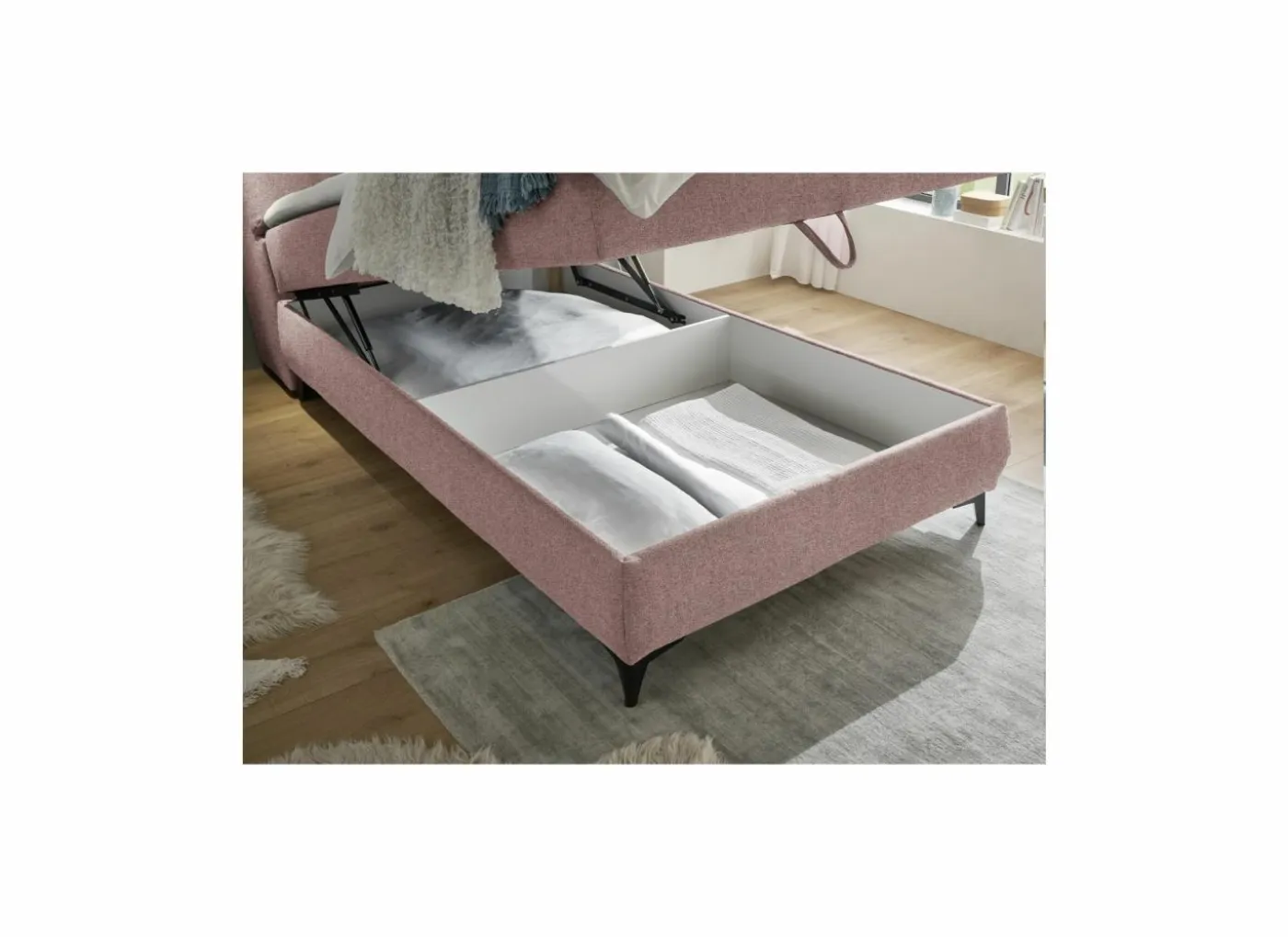 Bedbox Atlantis 120x200cm - stof - flamingo met opbergruimte