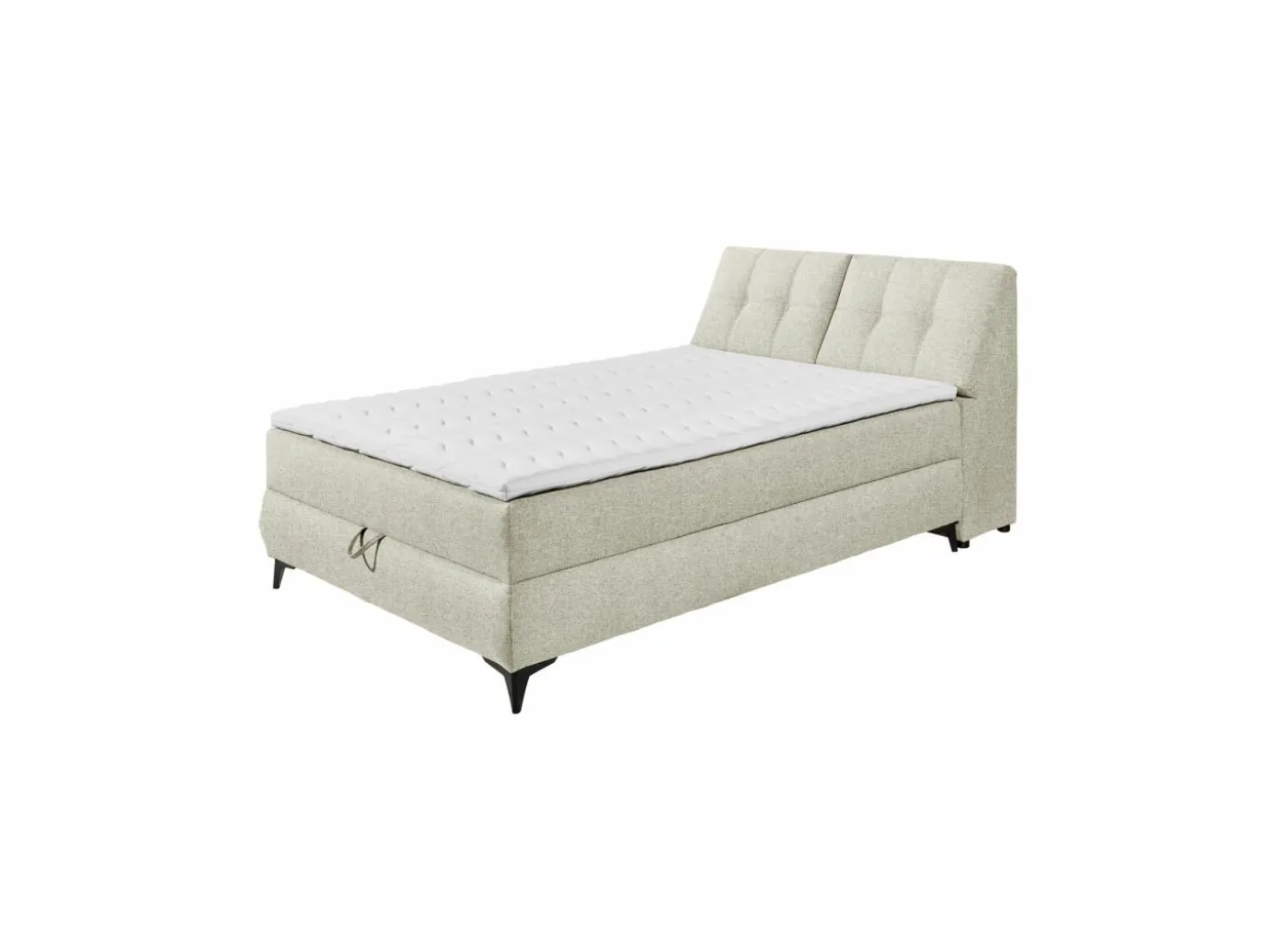 Bedbox Atlantis 140x200cm - stof - ivoor met opbergruimte