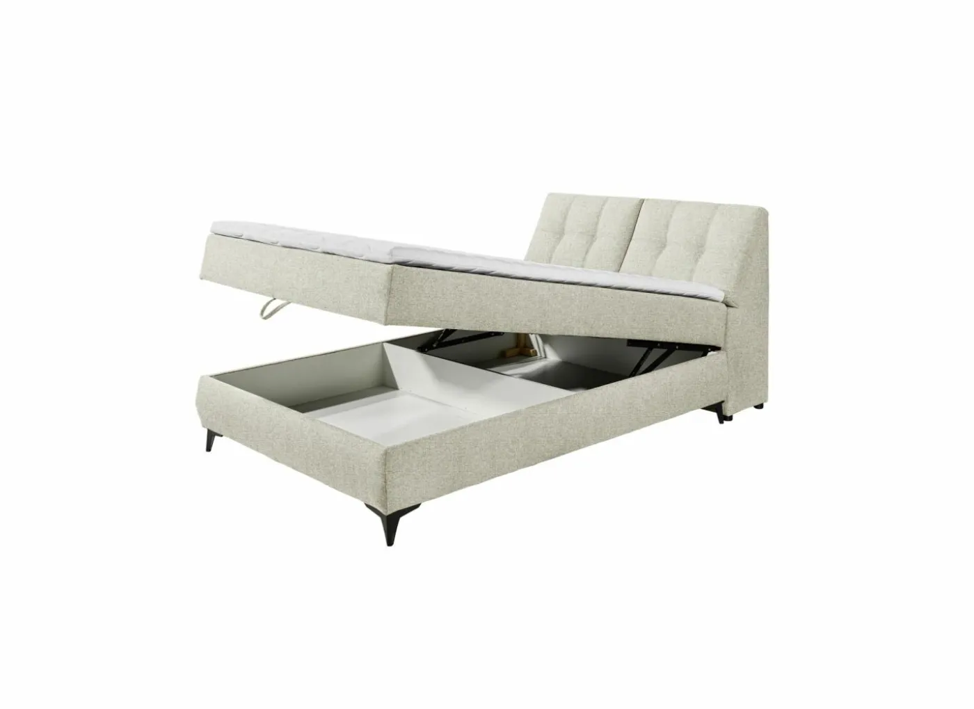 Bedbox Atlantis 140x200cm - stof - ivoor met opbergruimte