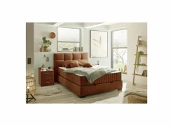 Bedbox Nagol A 140x200cm - stof - cognac met opbergruimte