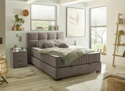 Bedbox Nagol A 140x200cm - stof - stone met opbergruimte