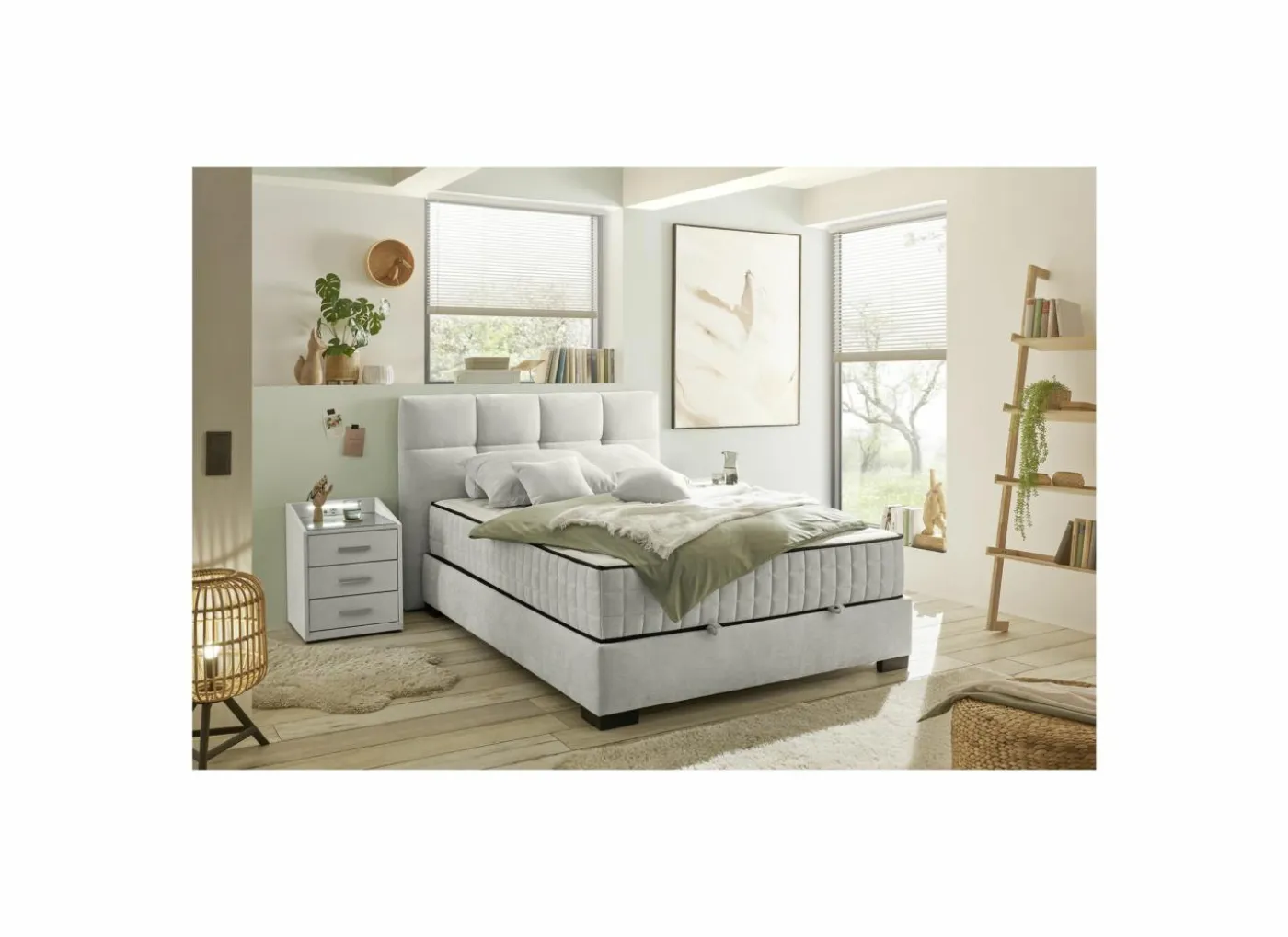 Bedbox Nagol A 140x200cm - stof - beige met opbergruimte