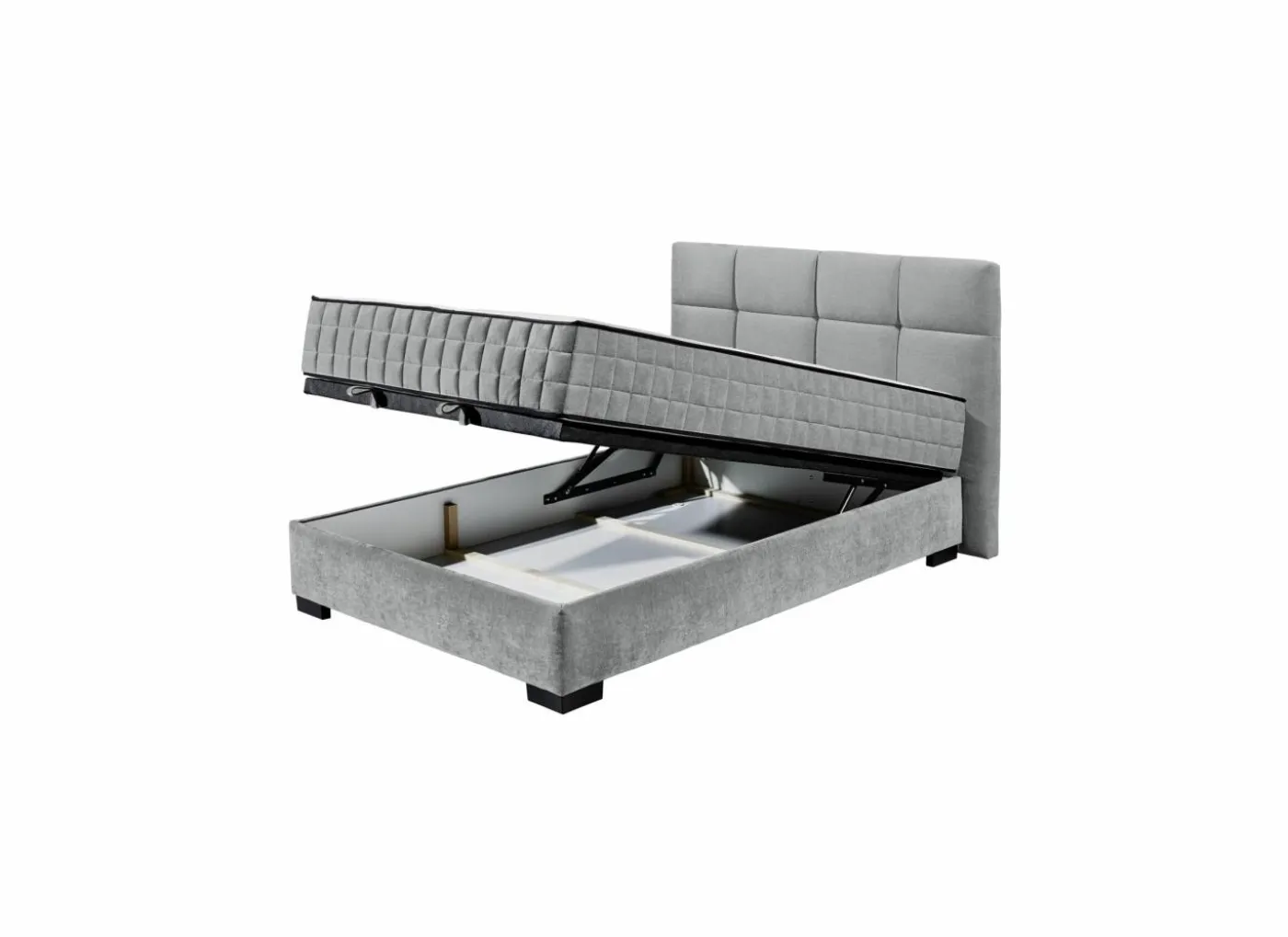 Bedbox Nagol A 140x200cm - stof - antraciet met opbergruimte