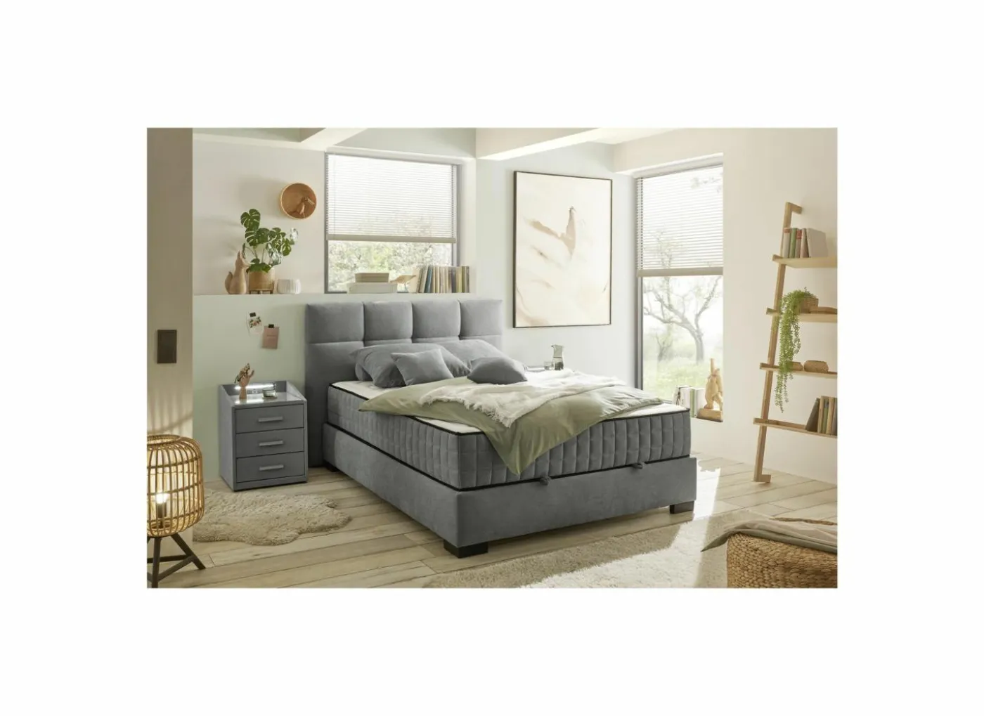 Bedbox Nagol A 140x200cm - stof - antraciet met opbergruimte