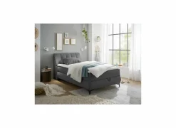 Bedbox 120x200cm - stof - antraciet met opbergruimte