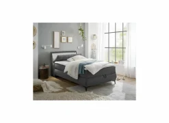 Bedbox 120x200cm - stof - antraciet met opbergruimte