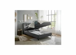 Bedbox 120x200cm - stof - antraciet met opbergruimte