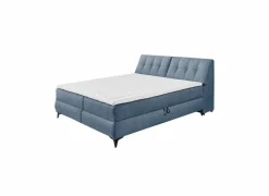 Bedbox 160x200cm - stof - blauw met opbergruimte