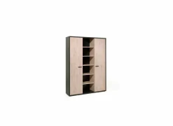 Boekenkast Capo 2 160x40x216cm - melamine - kastanje & zwart