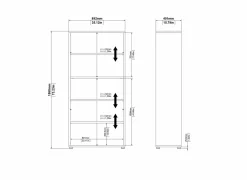 Boekenrek Prima 89x40x186cm - decor - wit