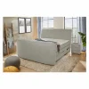Boxspring Belair Max 180x200cm - stof - lichtgrijs met tv-lift en opbergruimte
