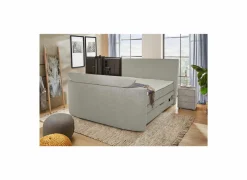 Boxspring Belair Max 180x200cm - stof - lichtgrijs met tv-lift en opbergruimte