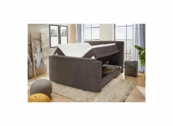Boxspring Belair Mix 180x200cm - stof - antraciet met tv-lift en opbergruimte