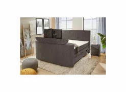 Boxspring Belair Mix 180x200cm - stof - antraciet met tv-lift en opbergruimte