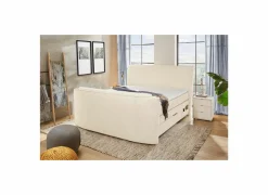 Boxspring Belair Normal 180x200cm - stof - ecru met tv-lift en opbergruimte