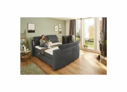 Boxspring Moviestar Normal 180x200cm - stof - donkergrijs  met tv-lift