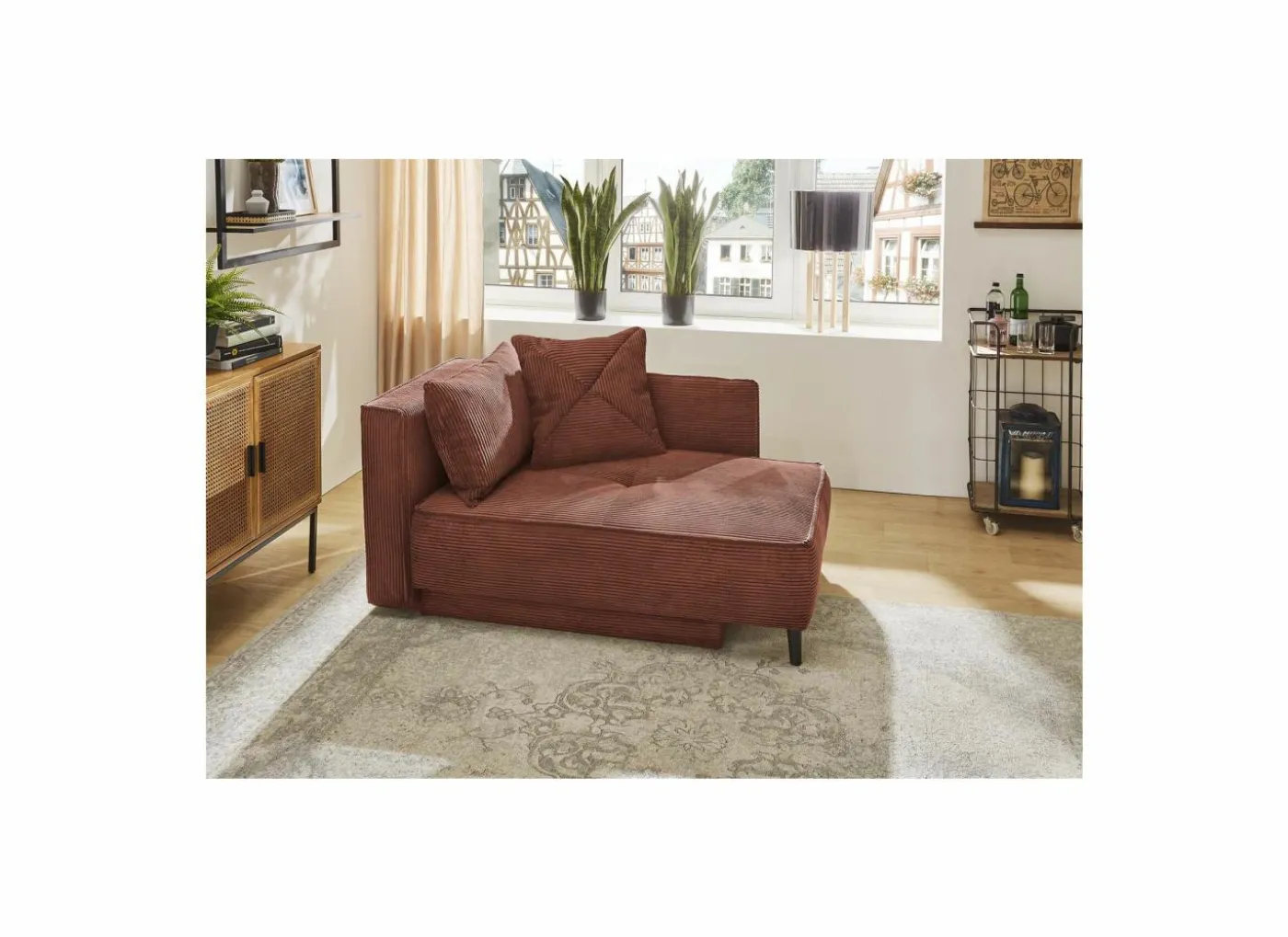 Chaise longue Rex Recamière 155x95x81cm - stof - roest met bedfunctie