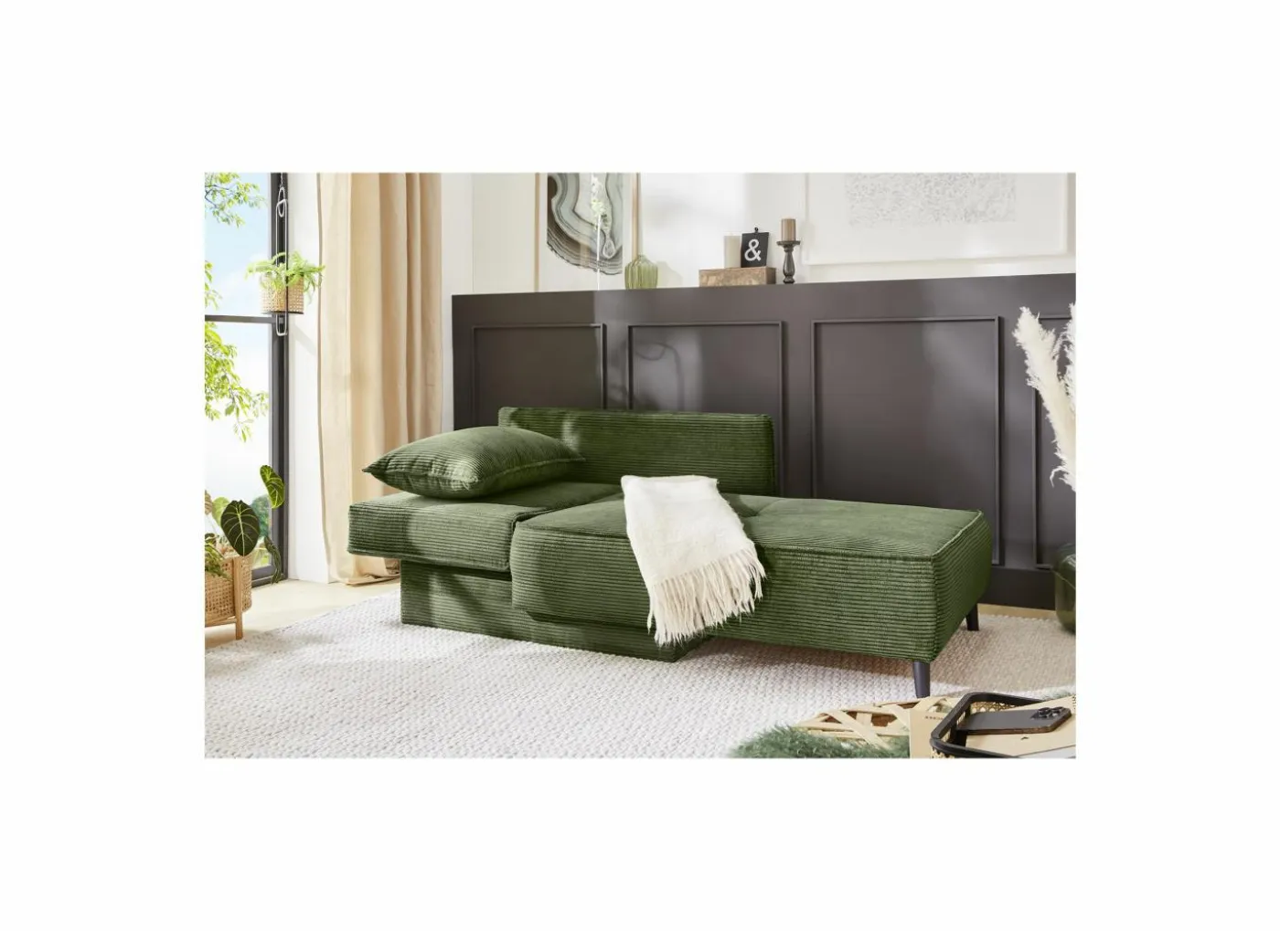 Chaise longue Rex Recamière 155x95x81cm - stof - groen met bedfunctie