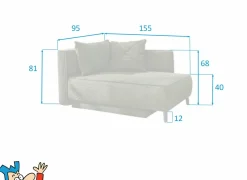 Chaise longue Rex Recamière 155x95x81cm - stof - groen met bedfunctie