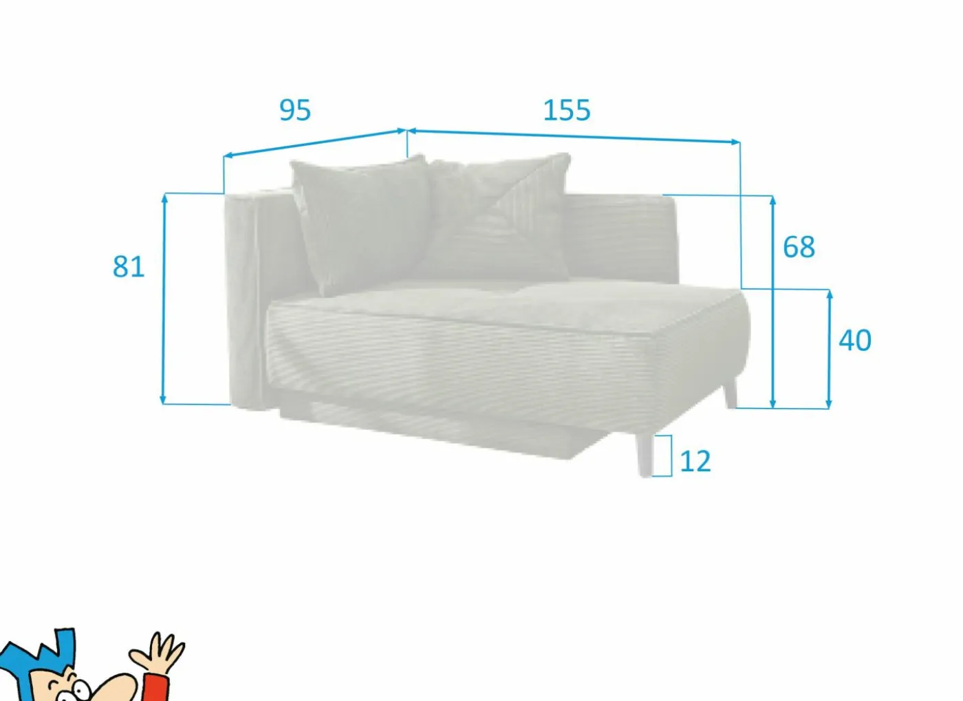 Chaise longue Rex Recamière 155x95x81cm - stof - groen met bedfunctie