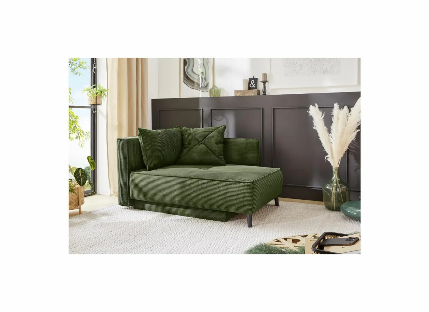 Chaise longue Rex Recamière 155x95x81cm - stof - groen met bedfunctie
