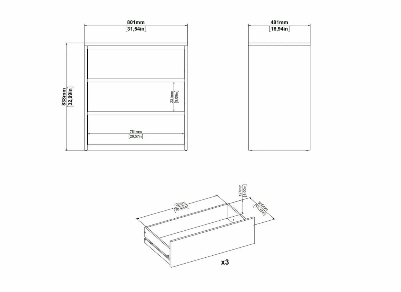 Commode Next 80x48x84cm - decor - wit/jackson hickory