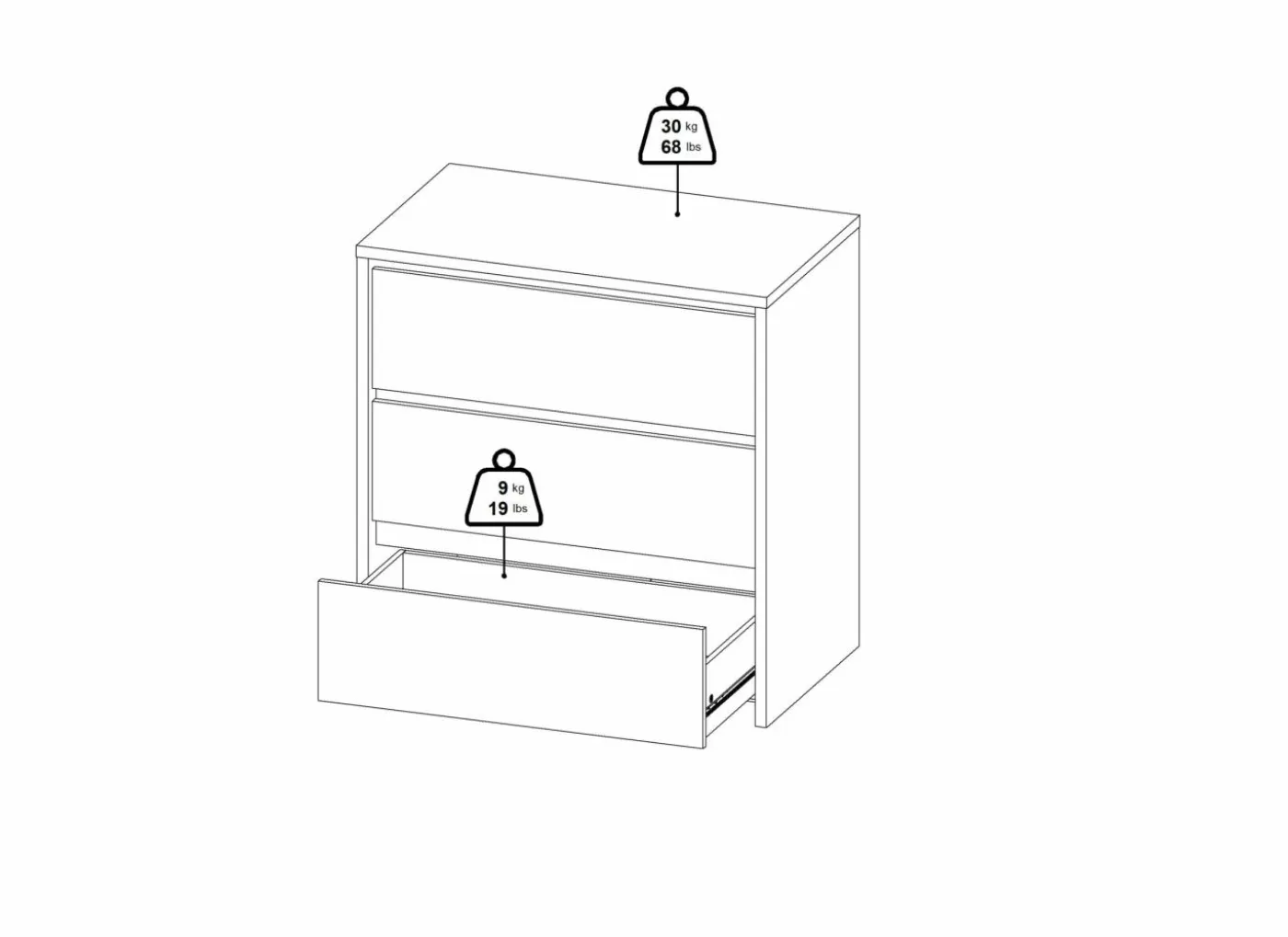 Commode Next 80x48x84cm - decor - wit/jackson hickory