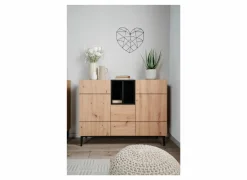 Commode Nola 120x42x90cm - melamine - artisanale eik