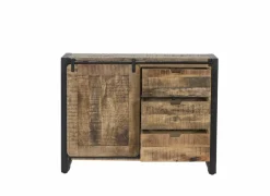 Commode Woodstock 120x45x90cm - mango massief - naturel & zwart