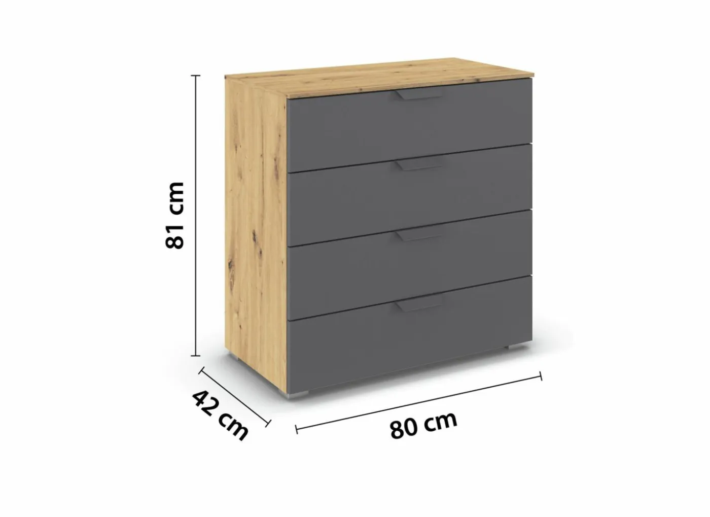 Commode 80x42x81cm - decor - artisanale eik & grijs metallic