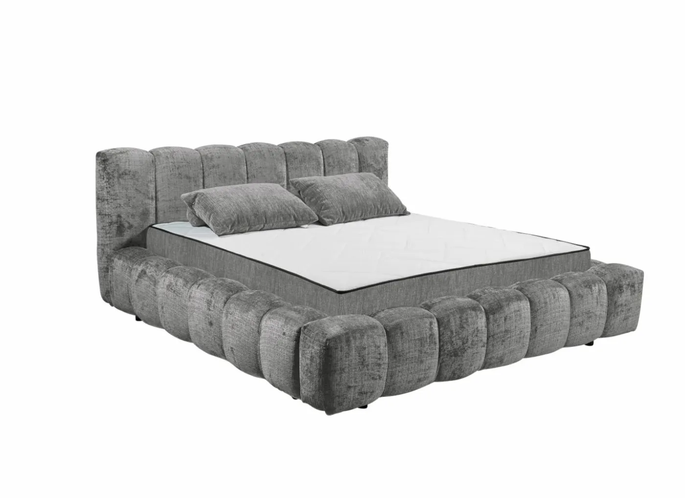 Gestoffeerd bed Bexley 160x200cm - stof - grijs inclusief bodem en matras