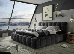 Gestoffeerd bed Bexley 180x200cm - stof - zwart inclusief bodem en matras