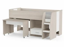 Halfhoogslaper inclusief bureau Nano 90x200cm - decor - shannon eik & wit