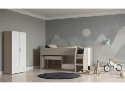 Halfhoogslaper inclusief bureau Nano 90x200cm - decor - shannon eik & wit