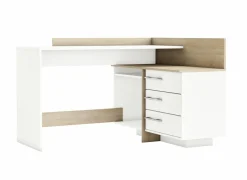 Hoekbureau Thales 128x106cm - decor - brushed oak & white pearl