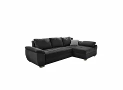 Hoeksalon Alster 268x161cm - stof - zwart met bedfunctie