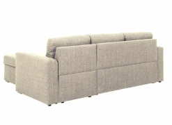 Hoeksalon Flemingsburg 226x165cm - stof - beige met bedfunctie en opbergruimte