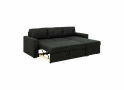 Hoeksalon Flemingsburg 226x165cm - stof - donkergrijs met bedfunctie en opbergruimte